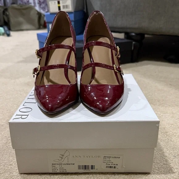 Ann Taylor Maroon Patent Leather Heels - Picture 1 of 6